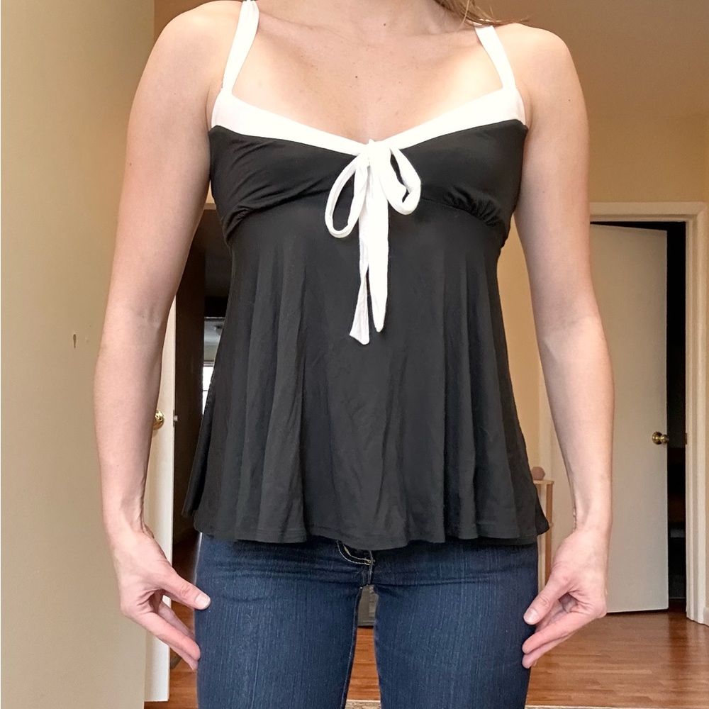 moda international Black and White Women's babydoll Top